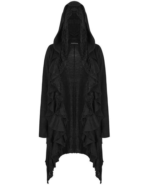 Punk Rave Colloquium Hooded Cloak Womens Knitted Dystopian Witch