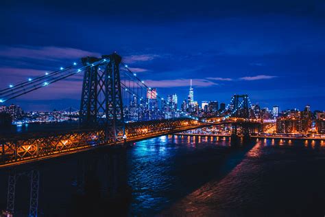 Wallpaper New York Usa Night City Bridge Hd Widescreen High
