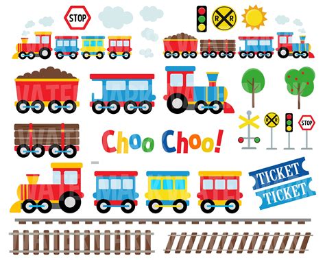 Train Clipart, Train Illustration, Graphic Kit, Simple Scrapbook, Train