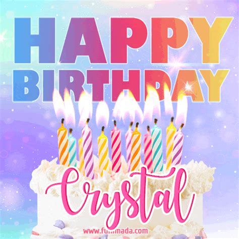 Animated Happy Birthday Cake With Name Crystal And Burning Candles