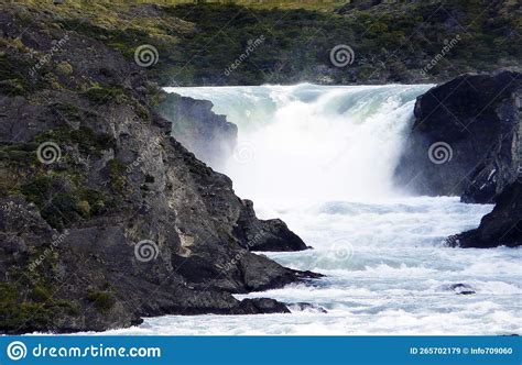 Salto Grande Waterfall Paine River Torres Del Paine National Park