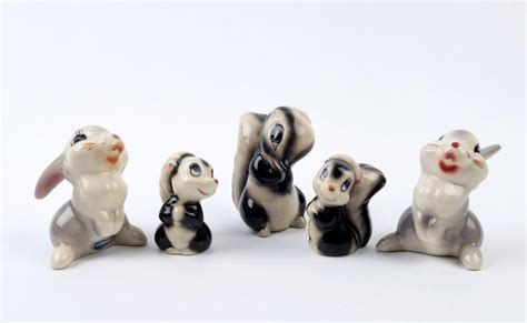 Ceramic Bambi Figurines With Thumper And Flower Characters Mcp Mingay