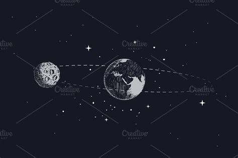 Moon Orbits The Planet Earth In Its Orbit Earth From Space Moon