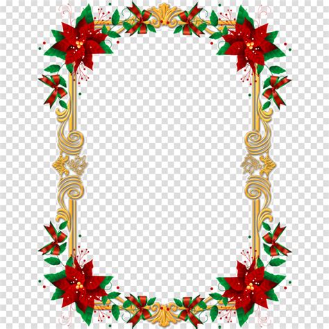 Christmas Border Design Clipart Flower Leaf Line Transparent Clip Art