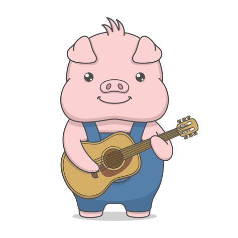 Cute Cartoon Pig Playing Guitar 3212207 Vector Art At Vecteezy