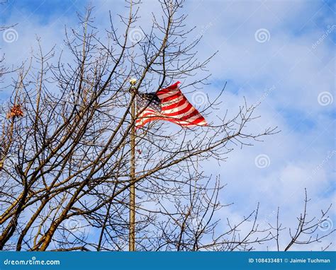 American Flag In The Wind Stock Image Image Of Independence 108433481