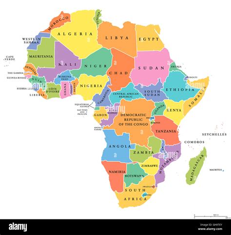 Africa Single States Political Map Each Country With Its Own Color