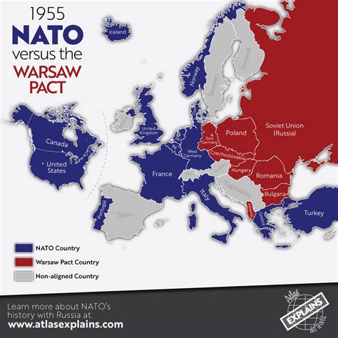 nato vs the warsaw pact in 1955 mapporn
