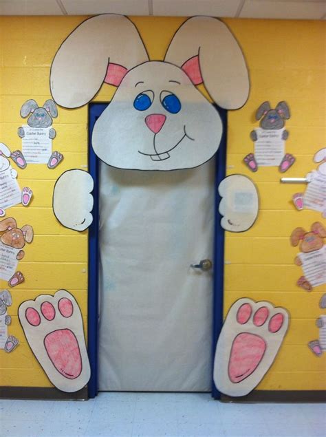 Easter Bunny Door Decoration In Kindergarten Easter Classroom School
