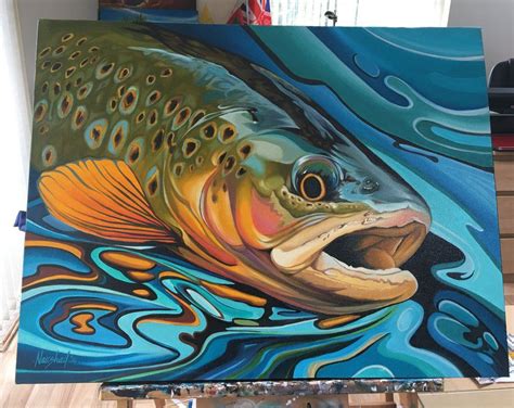 Trout Fly Fishing Brown Trout Oil Painting By Naushad Arts Artofit