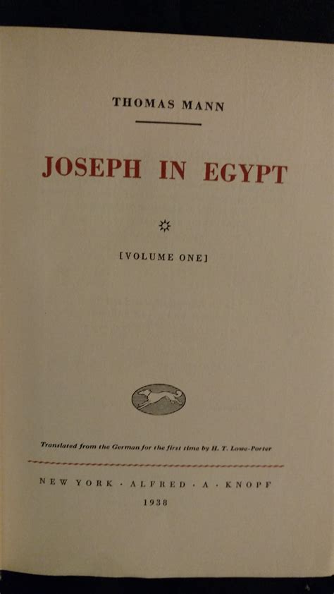 Joseph In Egypt Volume I By Thomas Mann Hardcover 1938 From