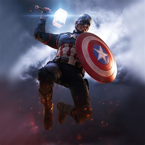 2932x2932 Captain America Mjolnir Artwork 4k Ipad Pro Retina Display Hd 4k Wallpapers Images