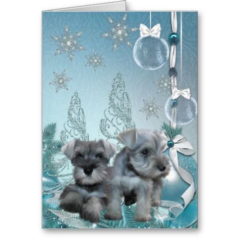 Schnauzer Puppies Christmas Card Zazzle Puppy Christmas Card
