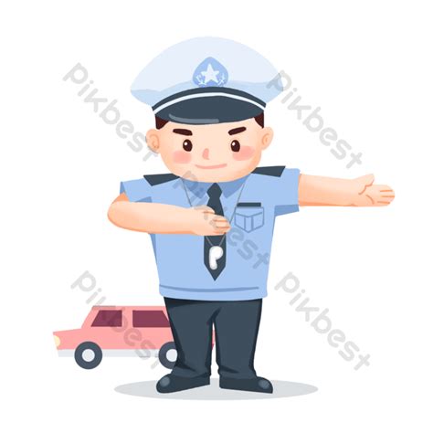 Traffic Police Directing Road Cartoon Illustration Png Images Psd