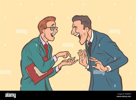 Dos Hombres De Negocios Hablando Y Riéndose Amigos Broma Comic