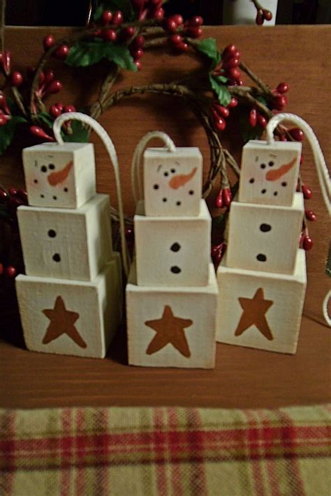 Snowman Block Ornaments Fun Christmas Decorations Snowman Crafts