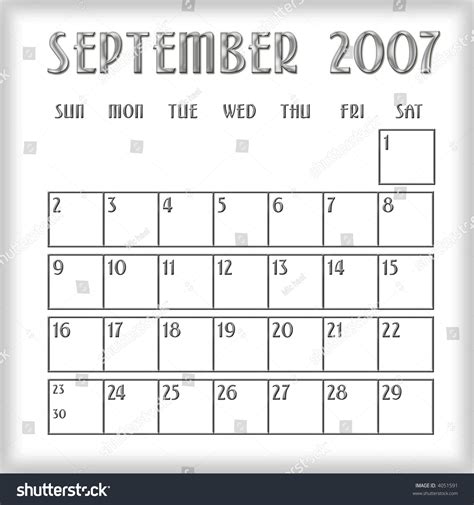 3d September 2007 Agenda Calendar Stock Photo 4051591 Shutterstock