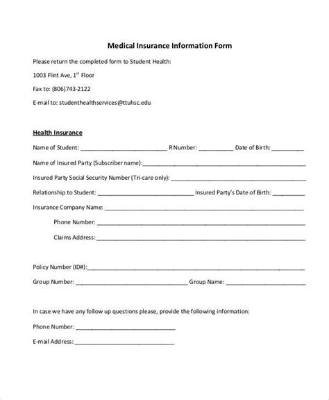 Medical Insurance Verification Form Template Templates Free Printable 701