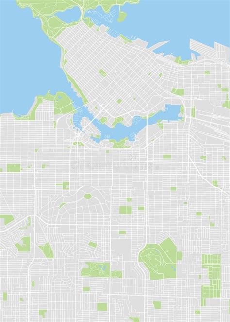 Detailed Map Of Vancouver City Linear Print Map Cityscape Panorama