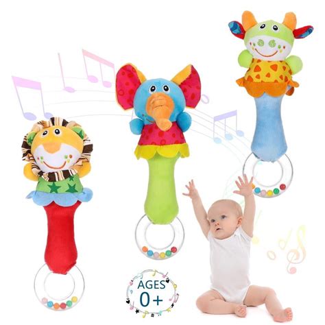 Hequsigns 3pcs Baby Soft Rattles Toys Infant Sensory Development Hand