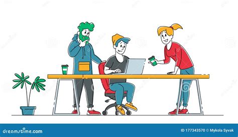 Creative Teamwork Process In Office Concept Business People Characters