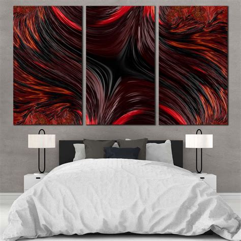 Abstract Texture Canvas Print Red Abstract Fractal Patterns 3 Piece