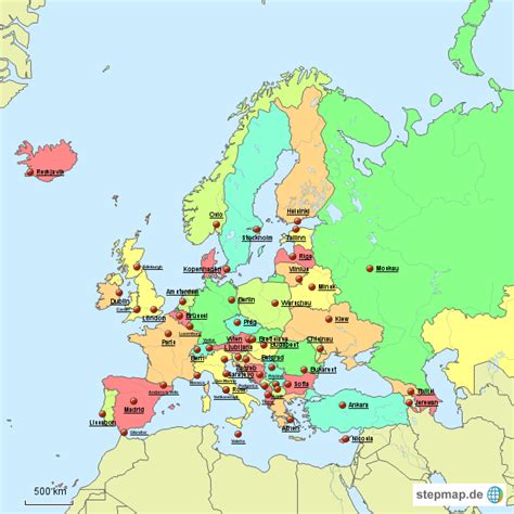 Stepmap Europa Hauptstädte Landkarte Für Deutschland