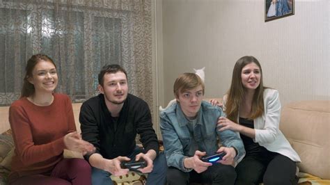 Couples Playing A Video Game Together Free Stock Video