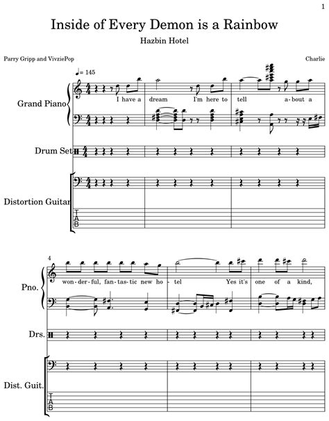 Inside Of Every Demon Is A Rainbow Sheet Music For Piano Drum Set
