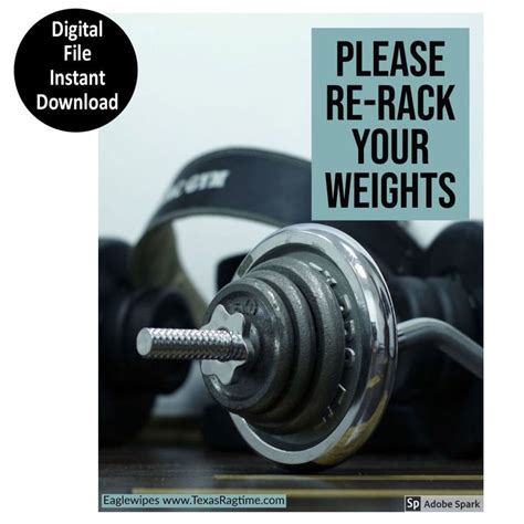 Free Gym Poster 8 X 11 Please Re Rack Weights Gym Poster Gym Weight