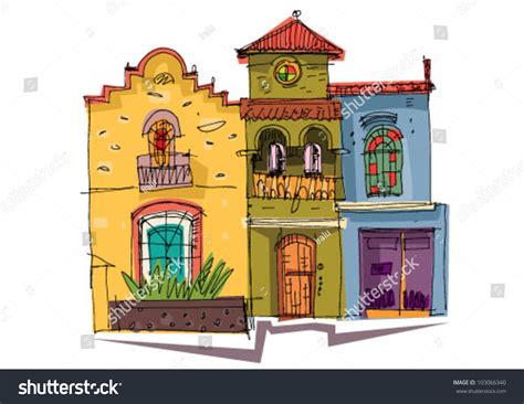 Mexico City Facade Cartoon Stock Vector Illustration 103066340