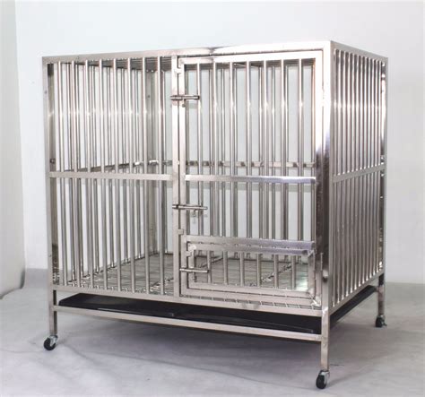 Pawhut indoor and outdoor wood dog house shelter with roof. Stainless Steel Dog Cage SSC9315 | Petsplace