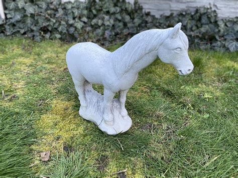 White Horse Concrete Sculpture Concrete Horse Arm Garden Decor Etsy