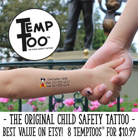 Temptoo The Child Safety Tattoos Safety Id Tattoos Etsy Uk