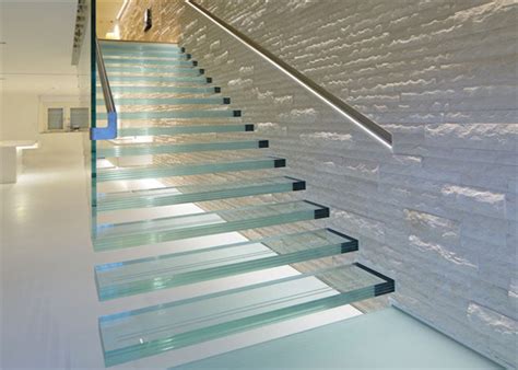 Glass Led Staircase Modern Straight Floating Stairs With