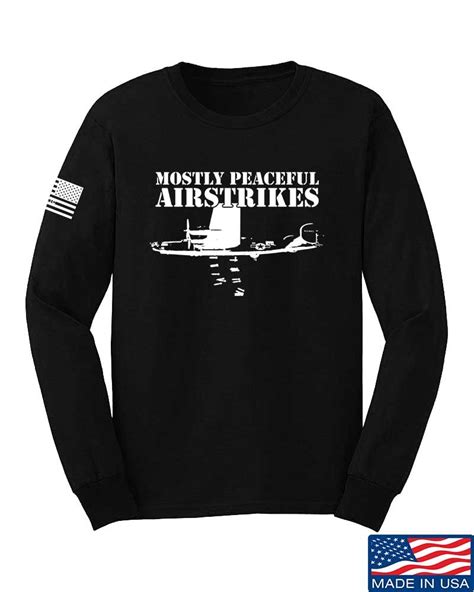 Mostly Peaceful Airstrikes Long Sleeve T Shirt Ballistic Ink