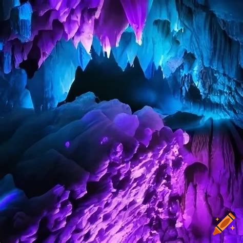 Vibrant Crystal Caves Purple And Blue On Craiyon