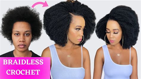 EASIEST BRAIDLESS CROCHET INSTALL NO CORNROWS NO LEAVE OUT NO BRAIDS VERY NATURAL
