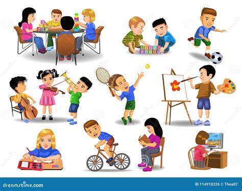 Collection Of Children Doing Different School And Leisure Time