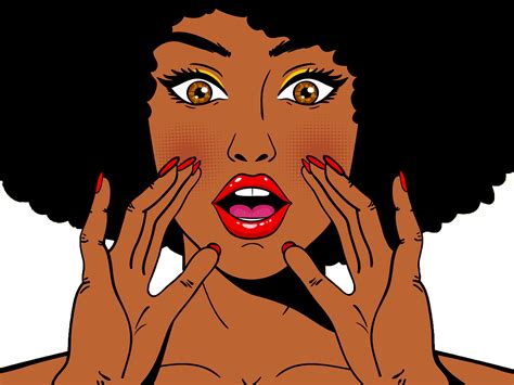 Download Transparent Black Woman Closup Afro Pop Art Pngkit