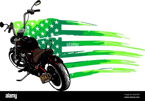 Chopper Motorcycle With American Flag Vector Illustration Stock Vector