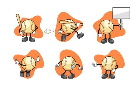 Premium Vector Baseball Cartoon Character Set