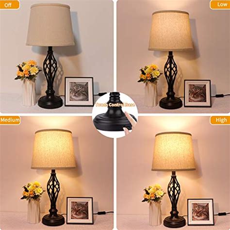 Touch Control Traditional Table Lamp Set Of 2 Vintage Bedside Lamps