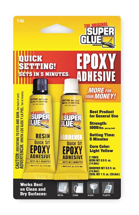 Super Glue Epoxy Adhesive Tube 05 Oz Yellow 4 To 6 Min Work Life