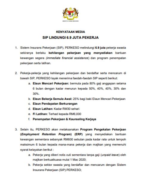 Sebagai contoh poster tersebut dapat di simak pada gambar berikut: Pekerja swasta cuti tanpa gaji terima RM600, 6.9 juta ...