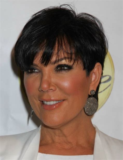 Kris Jenner Wearing Her Hair Short With The Sides Clipped Over Her Ears