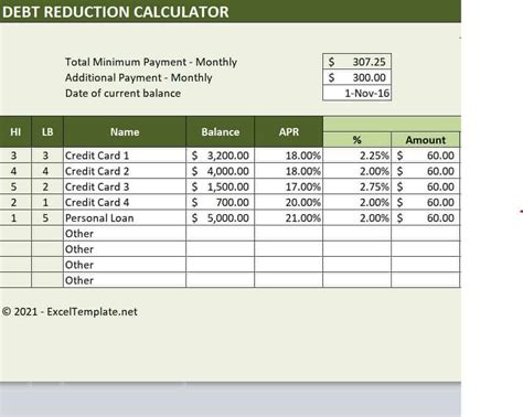 11 Great Debt Reduction Calculators In Excel Find Word Templates