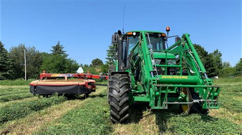 Mowing First Cut Hay 2022 John Deere 6125m Youtube