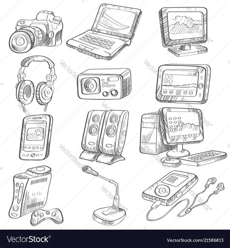 Pencil Drawing Of Electronic Gadget Royalty Free Vector