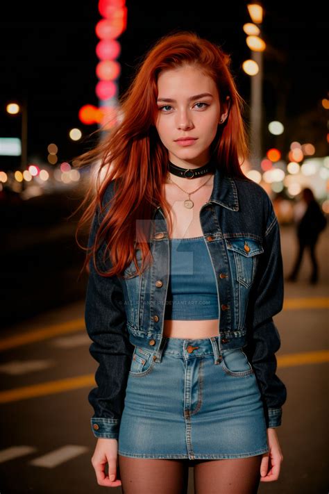 cute redheaded babe in a denim outfit by allureandfire on deviantart
